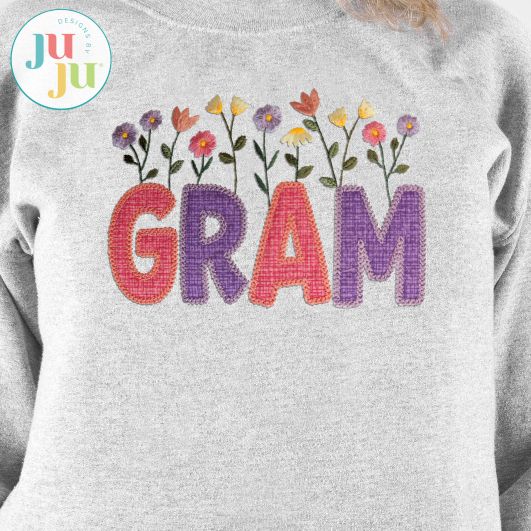 Gram Heirloom Garden Applique Embroidery Design | Machine Embroidery Designs by JuJu