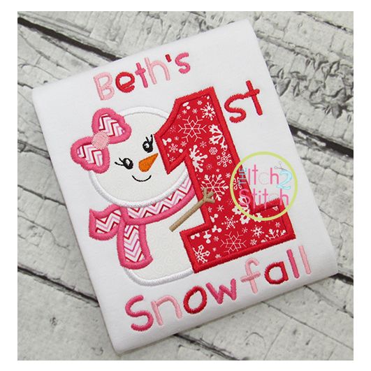 First Snowfall Girl Applique | Machine Embroidery Designs by JuJu