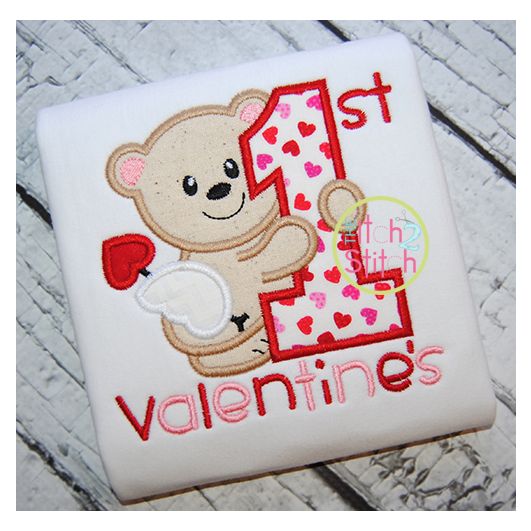First Valentine's Applique | Machine Embroidery Designs by JuJu