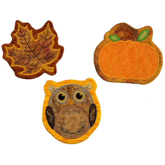 ITH Fall Coasters Set 1 | Machine Embroidery Designs by JuJu