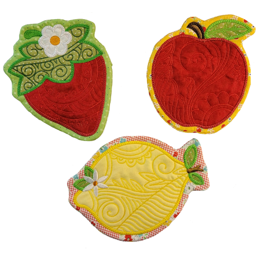 ITH Fruit Coasters Set 1 | Machine Embroidery Designs by JuJu