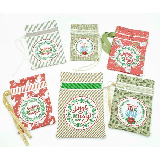 ITH Christmas Wreath Gift Bags 1 | Machine Embroidery Designs by JuJu