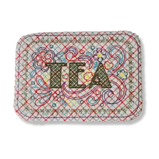 ITH Tea Doodle Mug Rug | Machine Embroidery Designs by JuJu