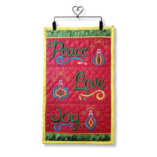 ITH Peace Love Joy Wall Hanging | Machine Embroidery Designs by JuJu