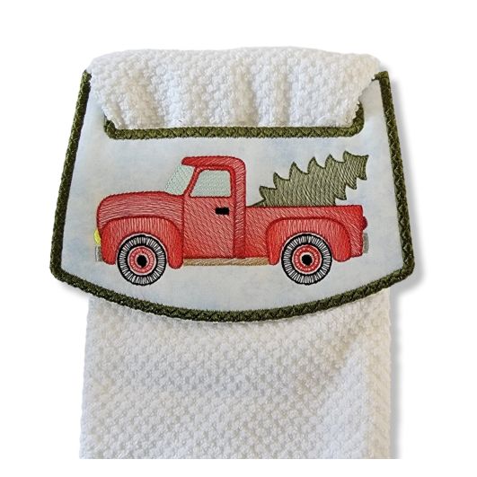 ITH Christmas Truck Wrap Around Towel Topper | Machine Embroidery Designs by JuJu