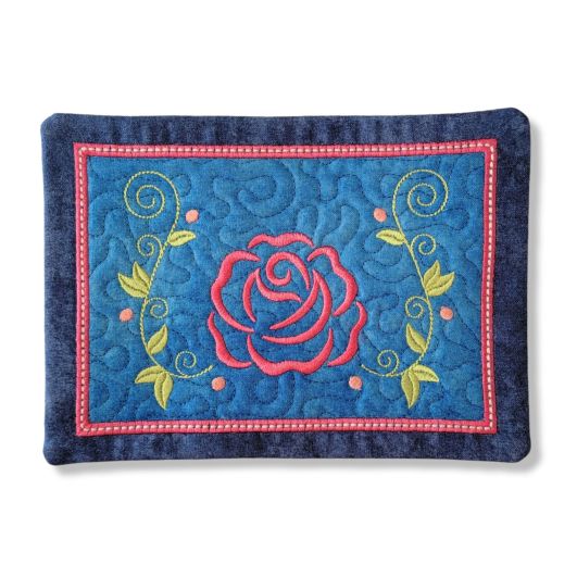 ITH Roses Mug Rug 1 | Machine Embroidery Designs by JuJu