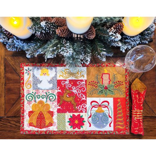 ITH Christmas Placemat 3 | Machine Embroidery Designs by JuJu
                            