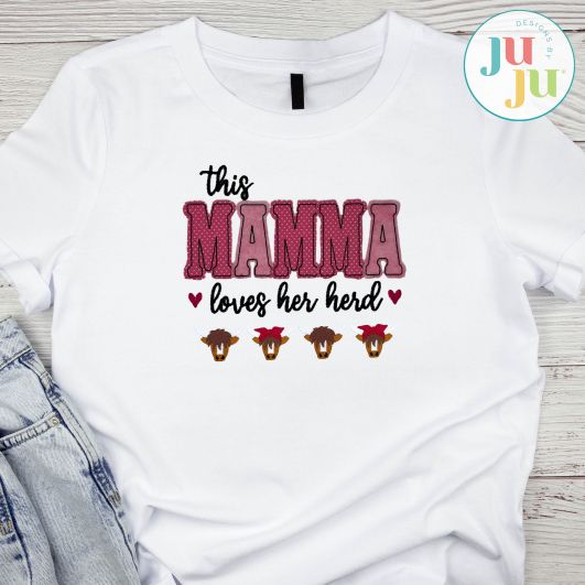                                 Mamma Loves Her Herd Embroidery Design | Machine Embroidery Designs by JuJu
                            
