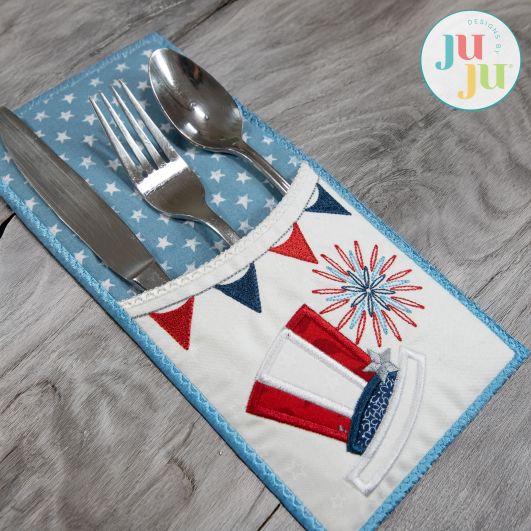 In The Hoop Patriotic Utensil Holder Project | Machine Embroidery Designs by JuJu
