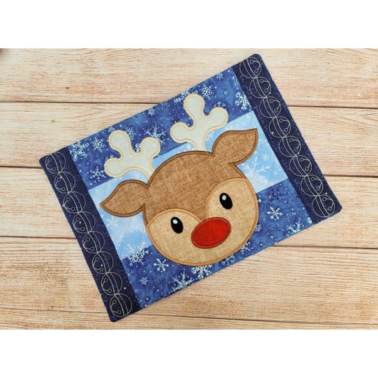 ITH Rudolph Mug Rug | Machine Embroidery Designs by JuJu
