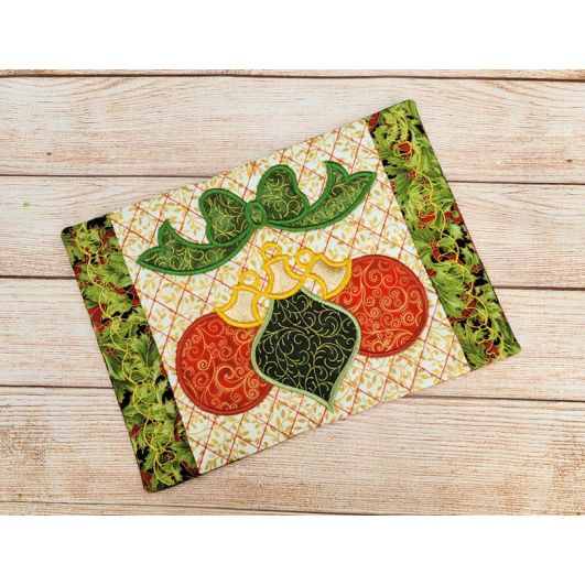 ITH Christmas Ornaments Mug Rug | Machine Embroidery Designs by JuJu