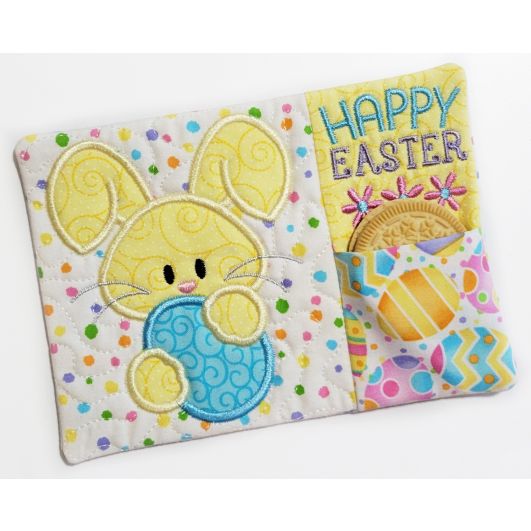 ITH Bunny Mug Rug With Pocket | Machine Embroidery Designs by JuJu