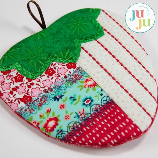 In The Hoop Strawberry Coaster & Hot Pad Project | Machine Embroidery Designs by JuJu