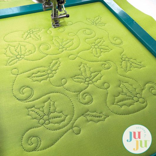 Holly Leaves Berries Quilting Backdrops Design | Machine Embroidery Designs by JuJu