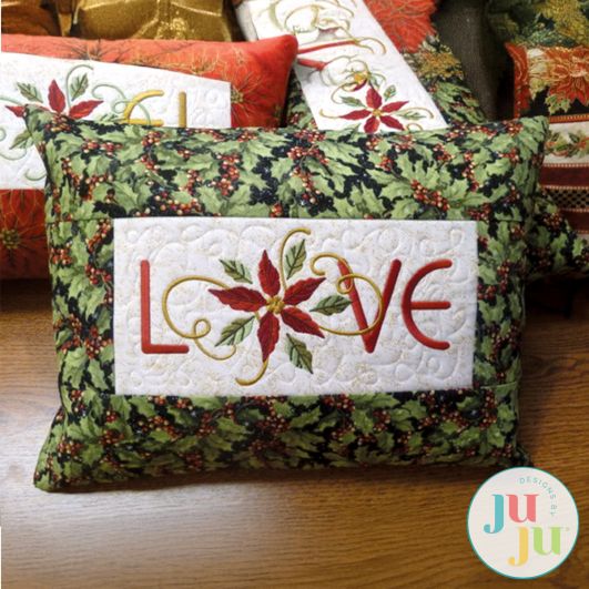 Christmas Pillow Love by Oma's Place | Machine Embroidery Designs by JuJu