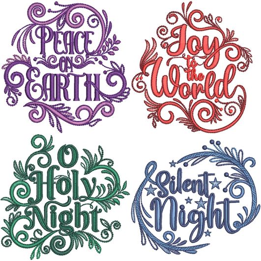 Yuletide Elegance 1 Word Art Christmas Embroidery Set | Machine Embroidery Designs by JuJu