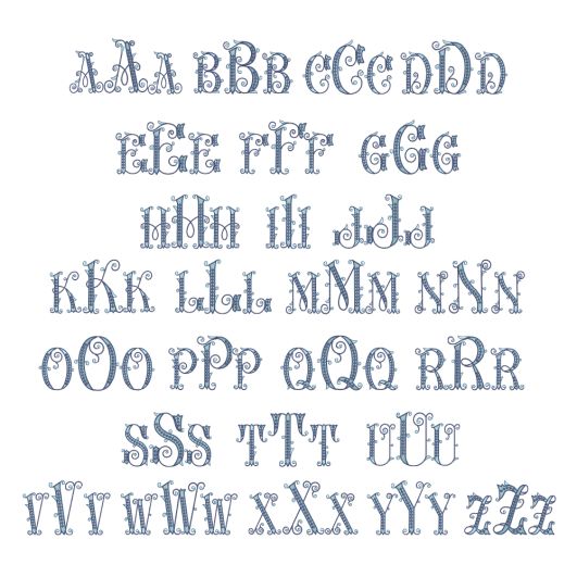 Baroque Beauty Monogram Embroidery Font | Machine Embroidery Designs by JuJu