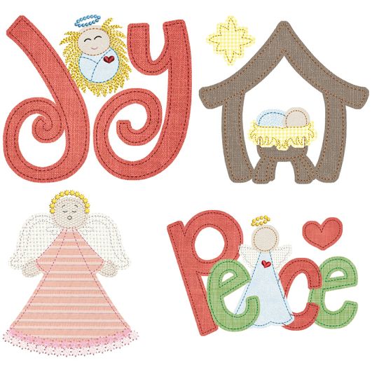 Nativity Christmas Applique Bean Stitch 2 Embroidery Set | Machine Embroidery Designs by JuJu
