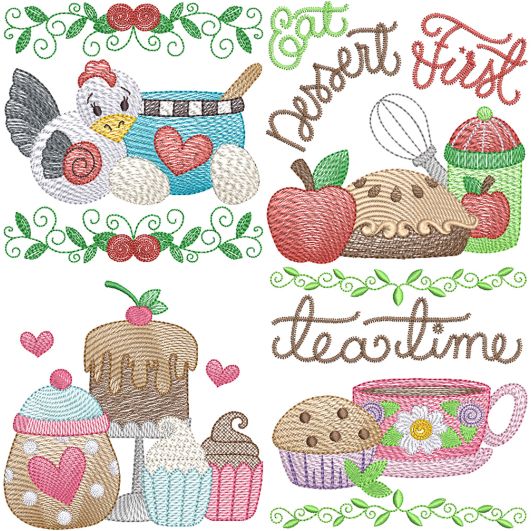 Kitchen Theme 1 - Set 1 Embroidery Set | Machine Embroidery Designs by JuJu
