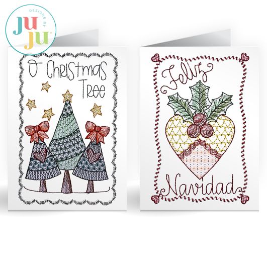 Christmas Greeting Cards Embroidery Set 24 | Machine Embroidery Designs by JuJu