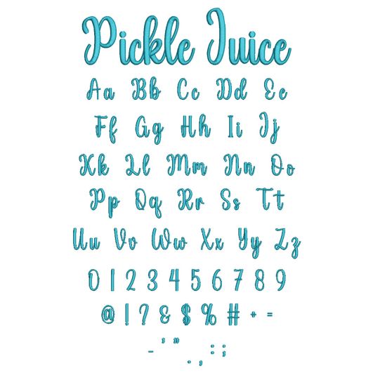 Pickle Juice Embroidery Font | Machine Embroidery Designs by JuJu