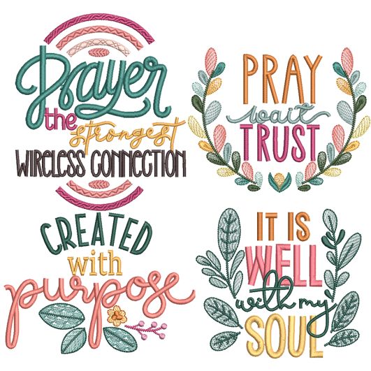 Faith Word Art Embroidery Set | Machine Embroidery Designs by JuJu