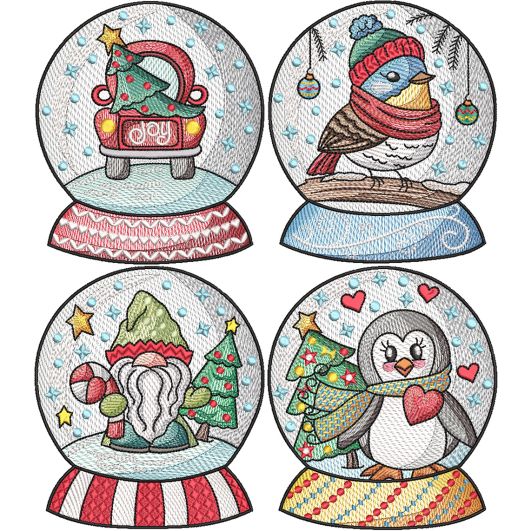 Yuletide Bliss Snowglobes 2 Christmas Embroidery Set | Machine Embroidery Designs by JuJu
