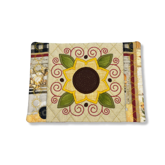 ITH Sunflower Mug Rug | Machine Embroidery Designs by JuJu