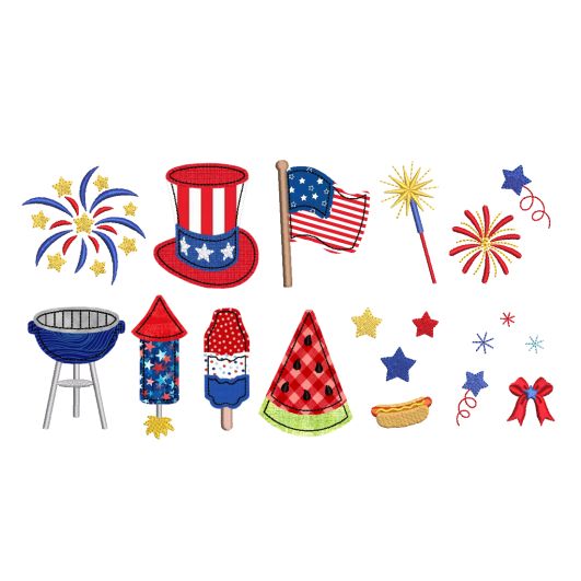 Patriotic Alphabet Embellishment Kit | Machine Embroidery Designs by JuJu