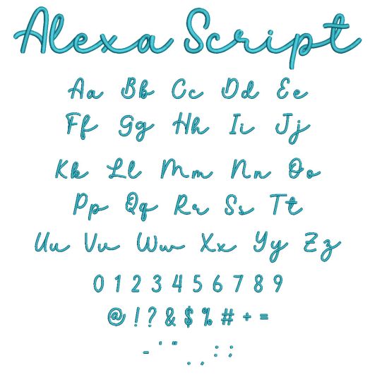                                 Alexa Script Embroidery Font | Machine Embroidery Designs by JuJu
                            