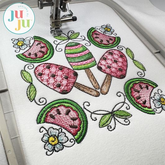 Watermelon Treats Embroidery Design | Machine Embroidery Designs by JuJu