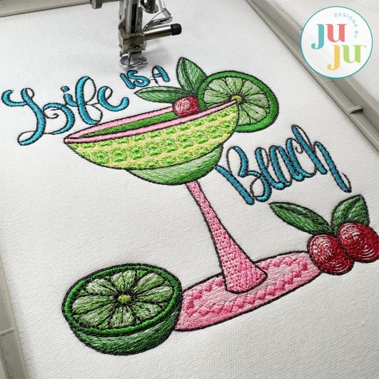 Life's A Beach Embroidery Design | Machine Embroidery Designs by JuJu