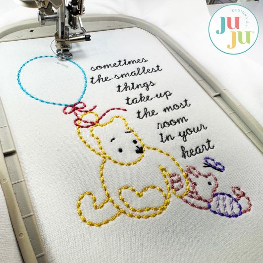 Winnie-the-Pooh Piglet Balloon Embroidery Design | Machine Embroidery Designs by JuJu