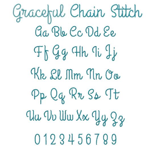 Graceful Chain Stitch Embroidery Font | Machine Embroidery Designs by JuJu