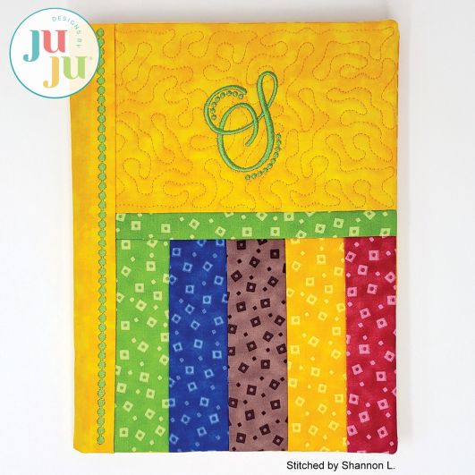 Striped Composition Book Cover by Oma's Place | Machine Embroidery Designs by JuJu