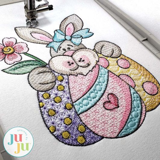 Sweet Easter Bunny 3 Embroidery Design | Machine Embroidery Designs by JuJu