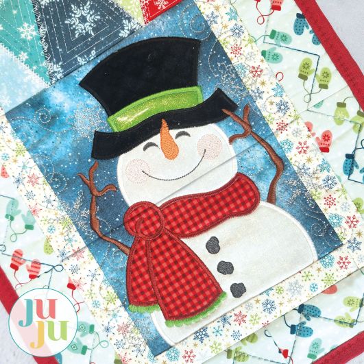 In The Hoop Modular Snowman Table Runner Project | Machine Embroidery Designs by JuJu