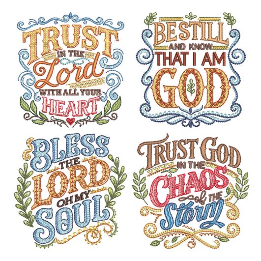 Religious Word Art Embroidery Set 1 | Machine Embroidery Designs by JuJu
