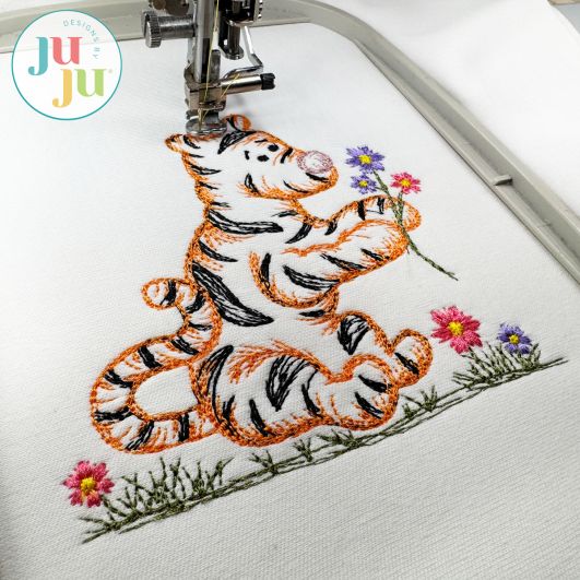 Watercolor Winnie-the-Pooh Tigger Embroidery Design | Machine Embroidery Designs by JuJu