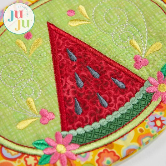 In The Hoop Watermelon Coaster Project | Machine Embroidery Designs by JuJu