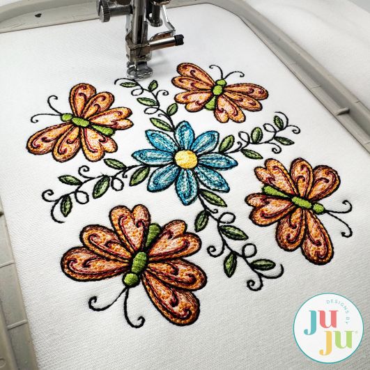 Butterfly Mandalas Embroidery Set 2 | Machine Embroidery Designs by JuJu