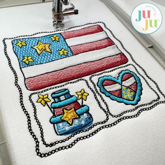 Patriotic Scenes Flag Embroidery Design | Machine Embroidery Designs by JuJu