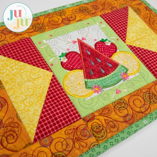 In The Hoop Modular Summer Fruit Placemat Project | Machine Embroidery Designs by JuJu