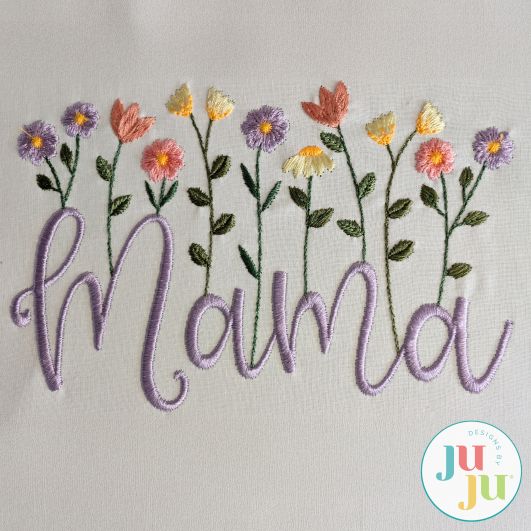 Mama Heirloom Garden Satin Embroidery Design | Machine Embroidery Designs by JuJu