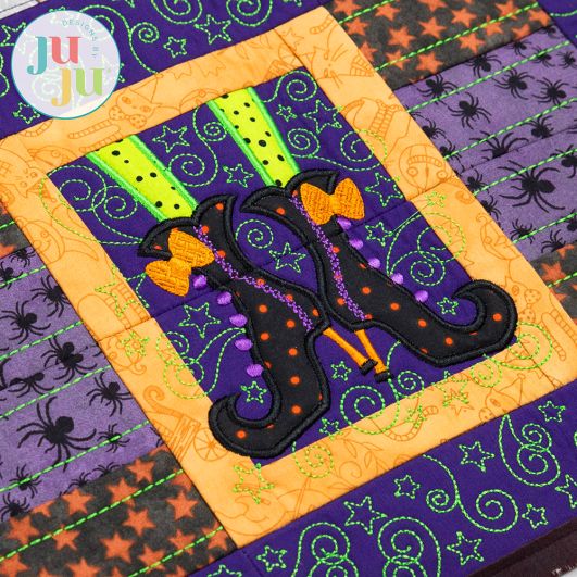 In The Hoop Modular Witch Feet Placemat Project | Machine Embroidery Designs by JuJu