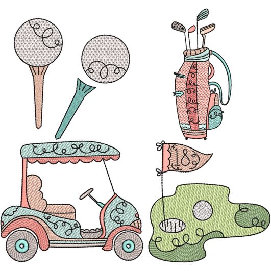                                 Golf Sketch Embroidery Set 1| Machine Embroidery Designs by JuJu
                            