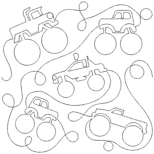 Monster Truck End-to-End Quilting Design | Machine Embroidery Designs by JuJu