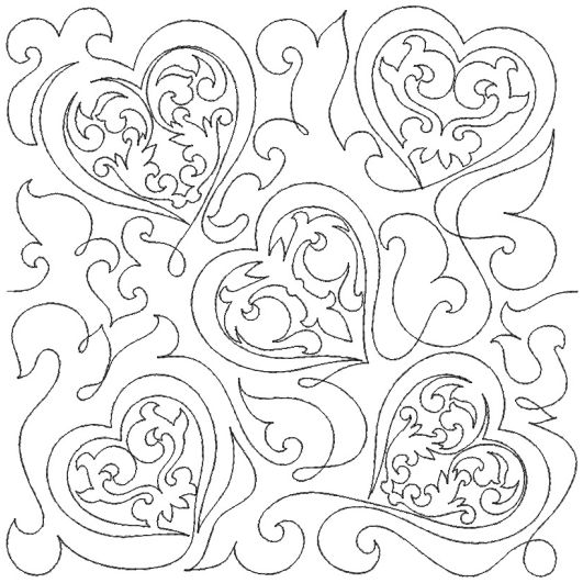 Filagree Hearts End-to-End Quilting Design | Machine Embroidery Designs by JuJu