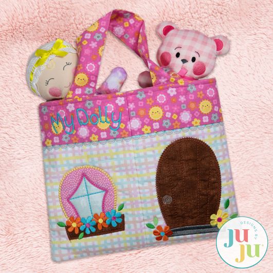 In The Hoop Dollhouse Bag and Dolls Project | Machine Embroidery Designs by JuJu