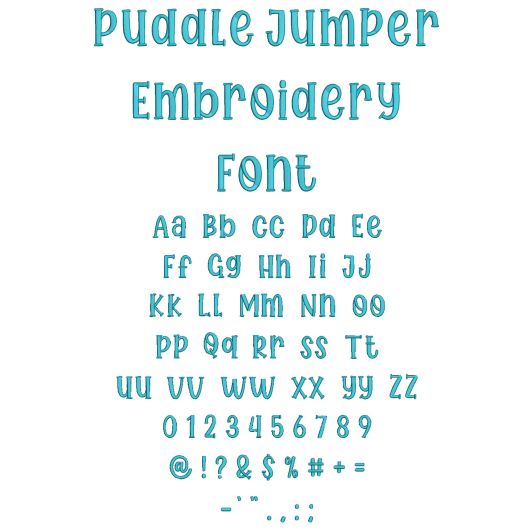 Puddle Jumper Embroidery Font | Machine Embroidery Designs by JuJu